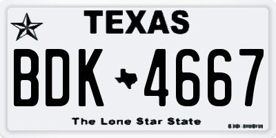 TX license plate BDK4667