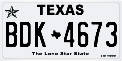 TX license plate BDK4673