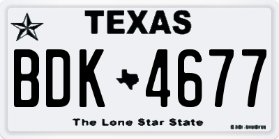 TX license plate BDK4677