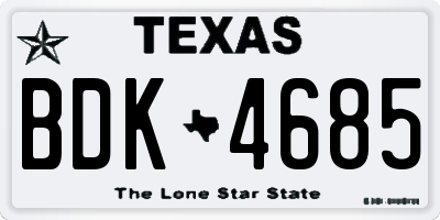 TX license plate BDK4685
