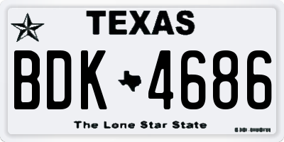 TX license plate BDK4686
