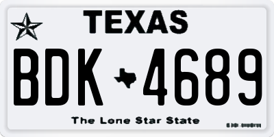 TX license plate BDK4689