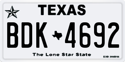 TX license plate BDK4692