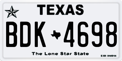 TX license plate BDK4698