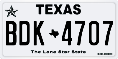 TX license plate BDK4707