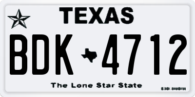 TX license plate BDK4712