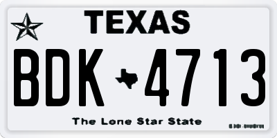 TX license plate BDK4713