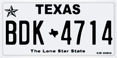 TX license plate BDK4714