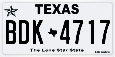 TX license plate BDK4717