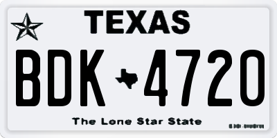 TX license plate BDK4720