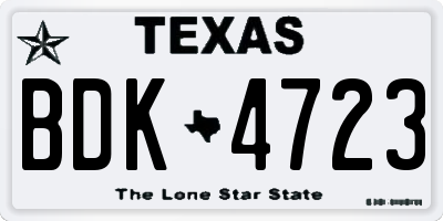 TX license plate BDK4723