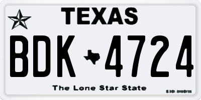 TX license plate BDK4724