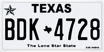 TX license plate BDK4728