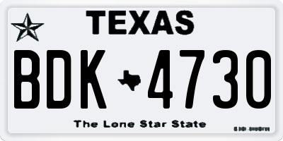 TX license plate BDK4730