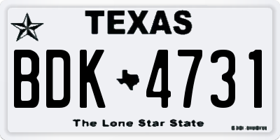 TX license plate BDK4731