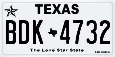 TX license plate BDK4732