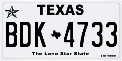TX license plate BDK4733