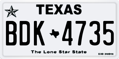 TX license plate BDK4735