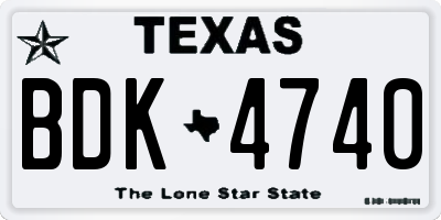 TX license plate BDK4740