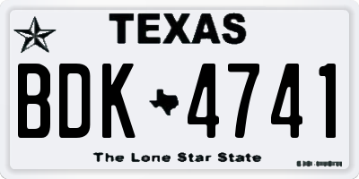 TX license plate BDK4741