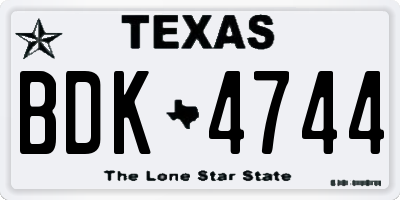 TX license plate BDK4744
