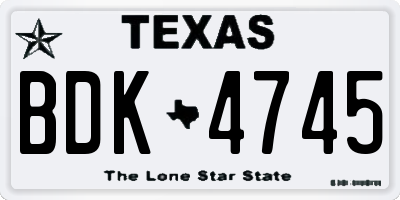 TX license plate BDK4745