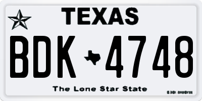TX license plate BDK4748