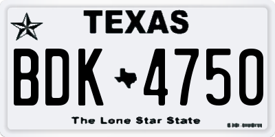 TX license plate BDK4750