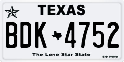TX license plate BDK4752