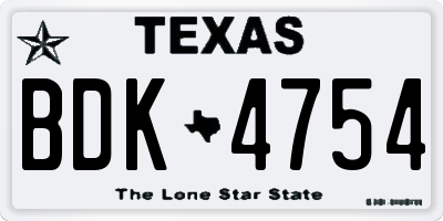 TX license plate BDK4754