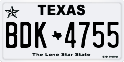 TX license plate BDK4755