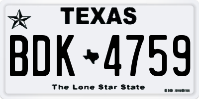 TX license plate BDK4759