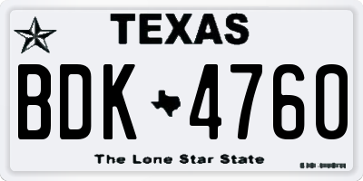 TX license plate BDK4760