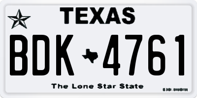 TX license plate BDK4761
