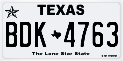 TX license plate BDK4763