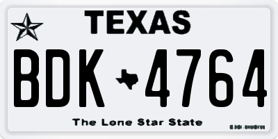 TX license plate BDK4764