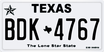 TX license plate BDK4767