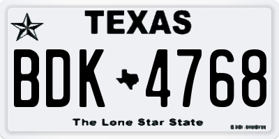 TX license plate BDK4768