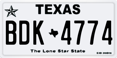 TX license plate BDK4774