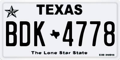 TX license plate BDK4778