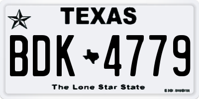 TX license plate BDK4779