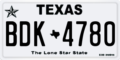 TX license plate BDK4780