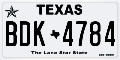 TX license plate BDK4784
