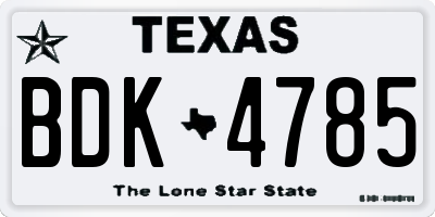 TX license plate BDK4785