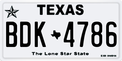 TX license plate BDK4786