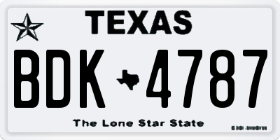 TX license plate BDK4787