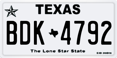 TX license plate BDK4792