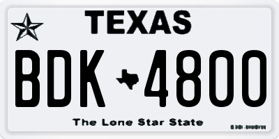 TX license plate BDK4800