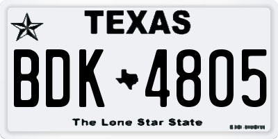 TX license plate BDK4805