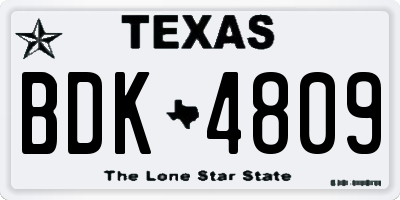 TX license plate BDK4809